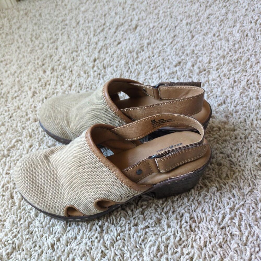 BOC Women's Tan and Cream Clogs Size 6